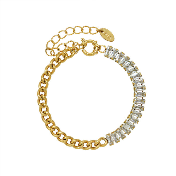 Zircon Panel Chain Bracelet