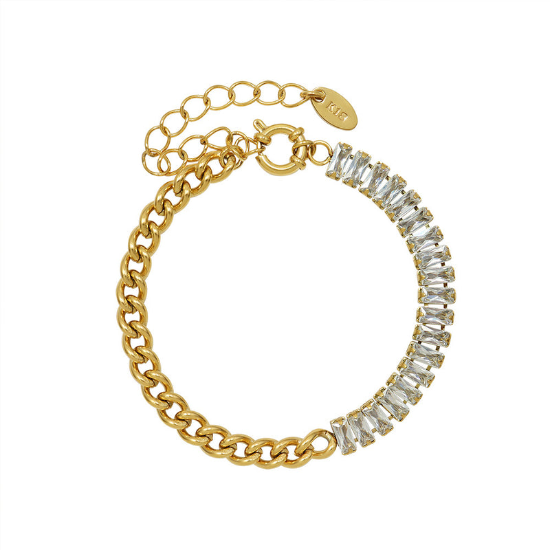 Zircon Panel Chain Bracelet