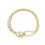 Geometric Pearl Zircon Bracelet