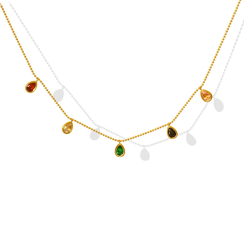 Colorful Zircon Clavicle Necklace