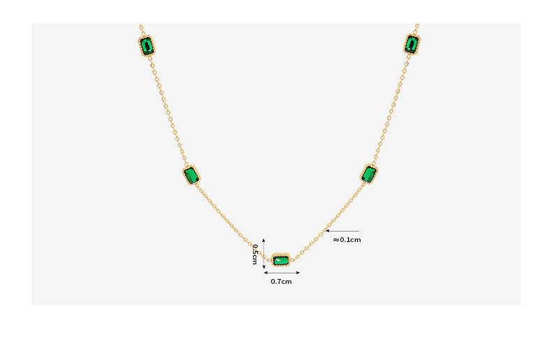 Light Luxury Emerald Zircon Necklace