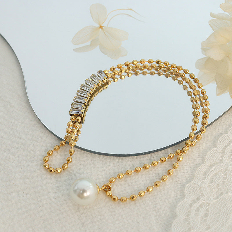 Geometric Pearl Zircon Bracelet