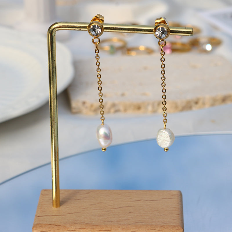 Pearl Zircon Earrings