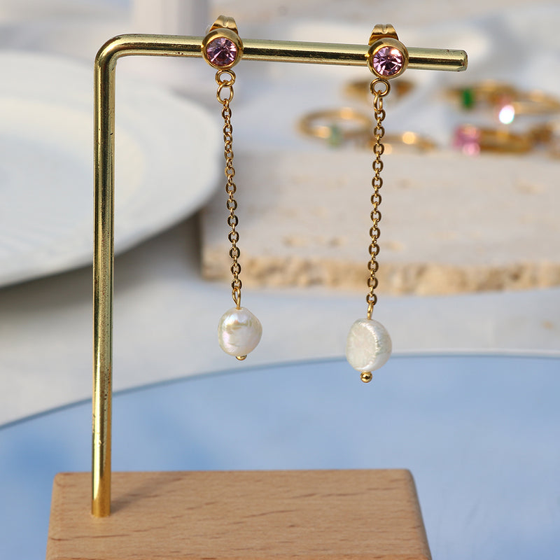 Pearl Zircon Earrings