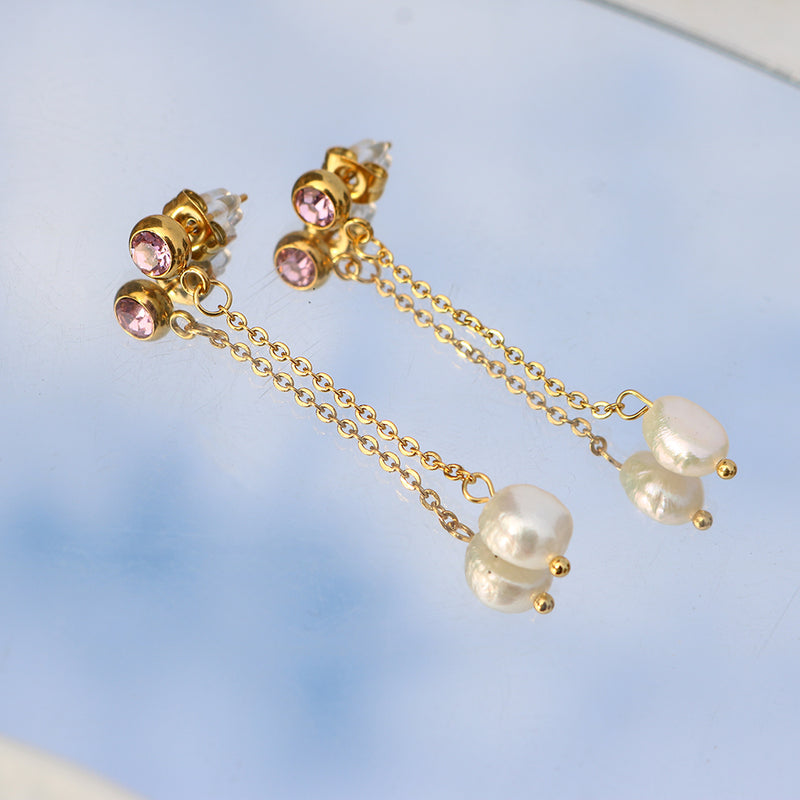 Pearl Zircon Earrings