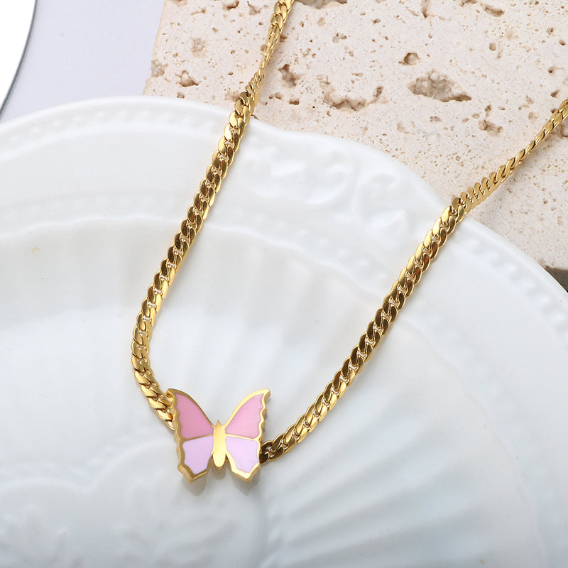 Butterfly Cuban Necklace