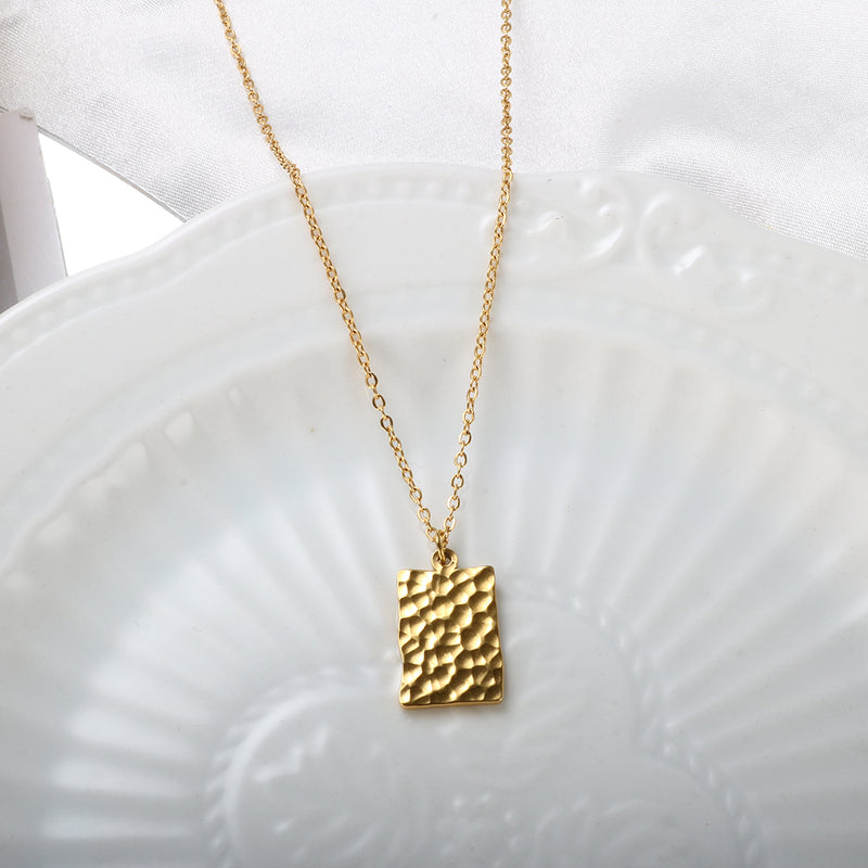 embossed tag necklace