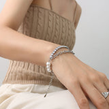 Pearl Inlaid Zircon Double Bracelet