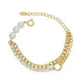 Pearl Inlaid Zircon Double Bracelet