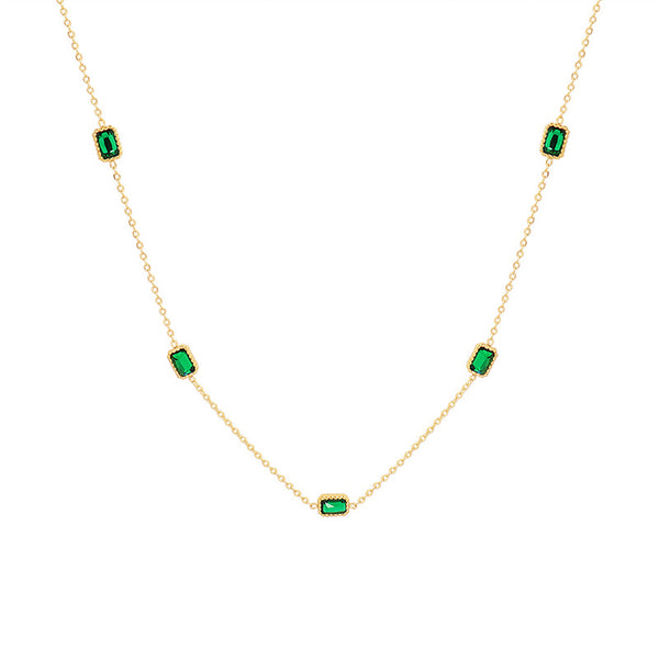 Light Luxury Emerald Zircon Necklace