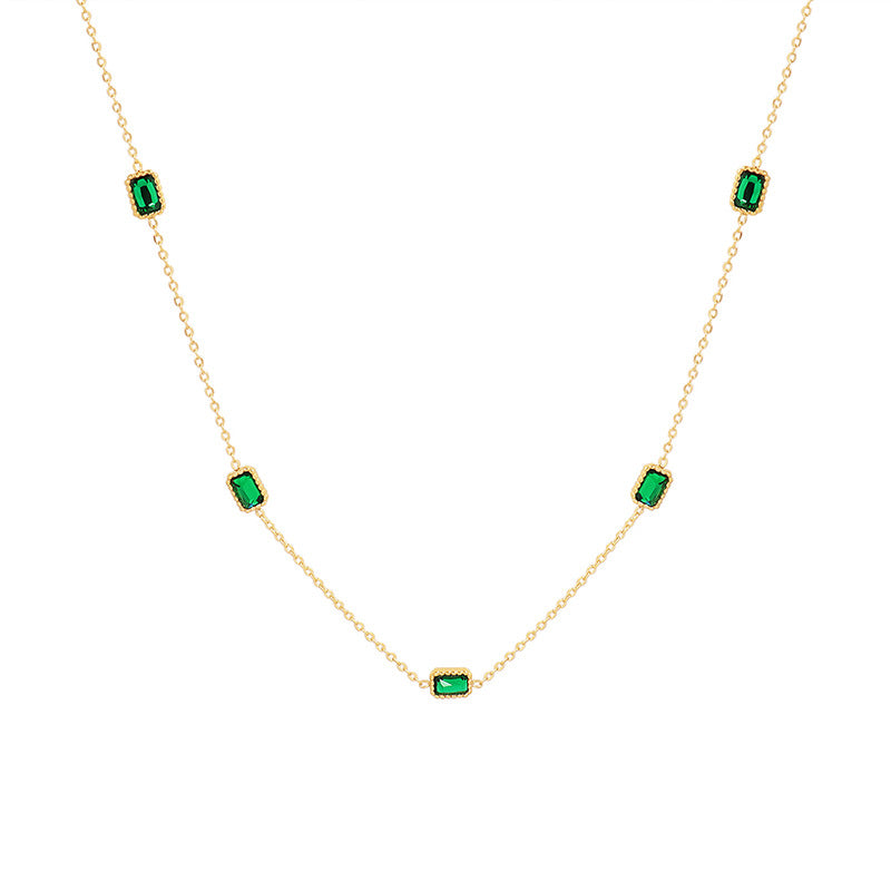 Light Luxury Emerald Zircon Necklace