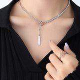 Zircon Panel Pendant Clavicle Necklace