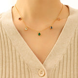 Colorful Zircon Clavicle Necklace